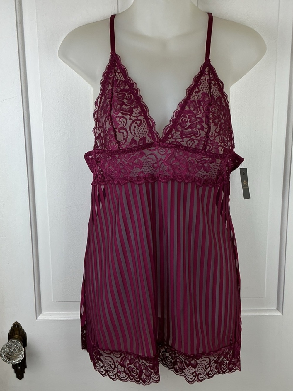 Just Sexy Lingerie Lace and Chemise Size L Bodycon Babydoll NWT